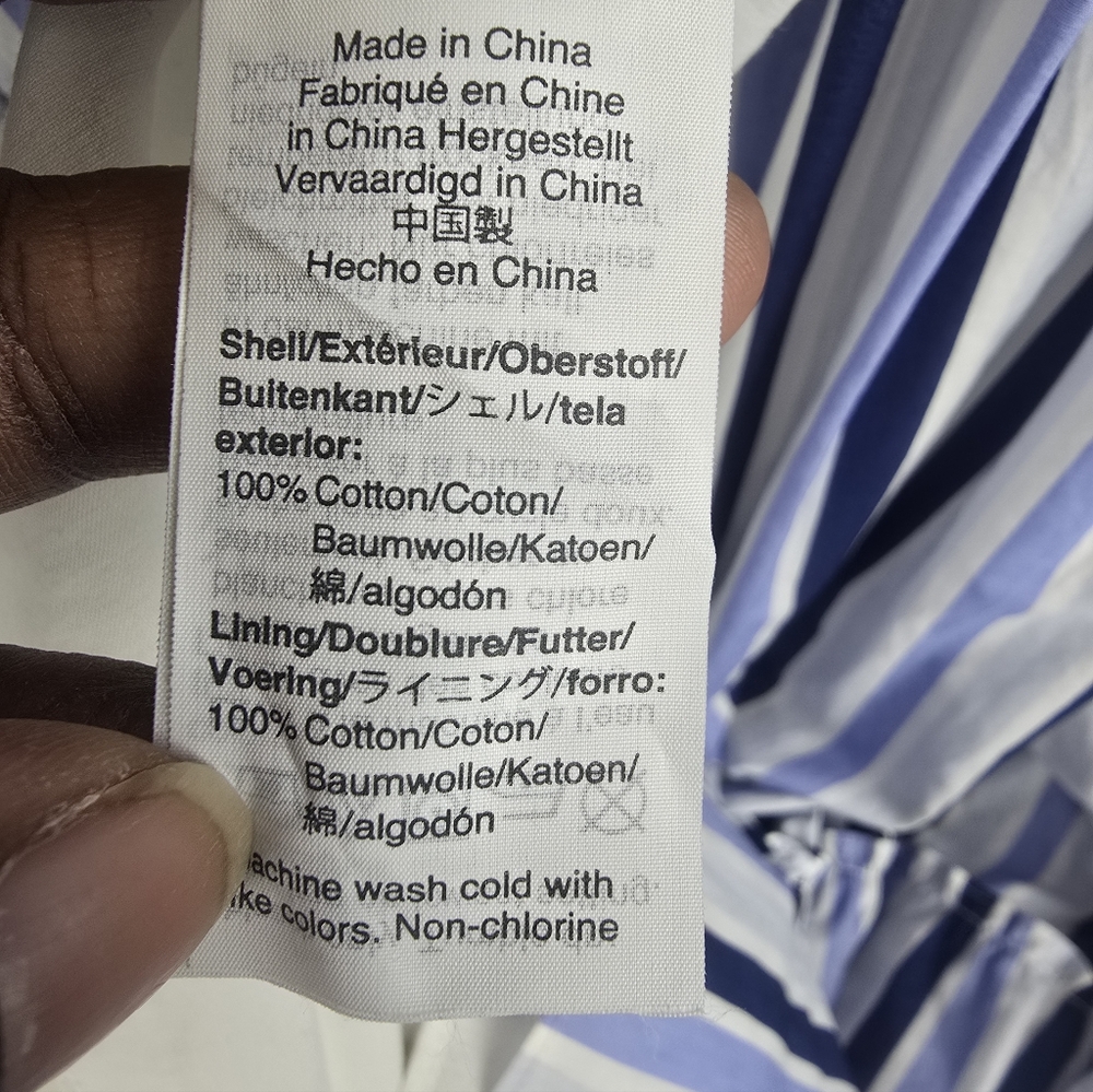 J.Crew Shirting Striped Tiered Multi Blue and White Cotton Maxi Dress Sz 4 Tall - Picture 12 of 12